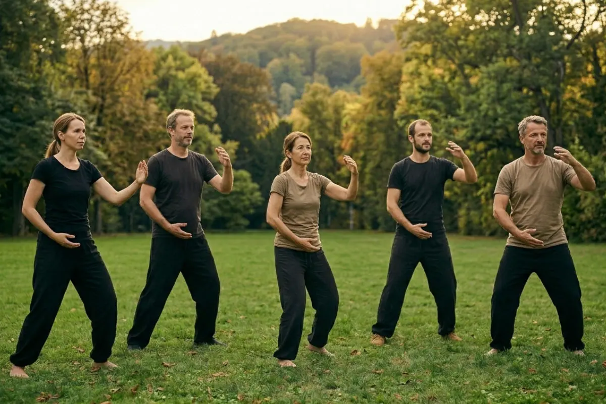 Solo Übung beim Training der Kampfkunst der Achtsamkeit – Fokus auf Balance und Präsenz.